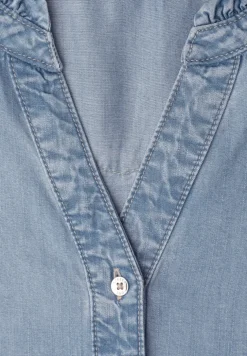 Knielange jurk met ruches in denimlook