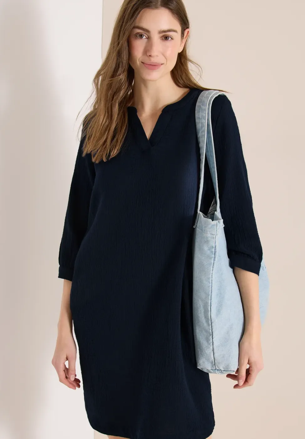 Knielange jurk van mousseline