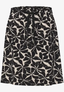 Knielange rok met elastische tailleband en print