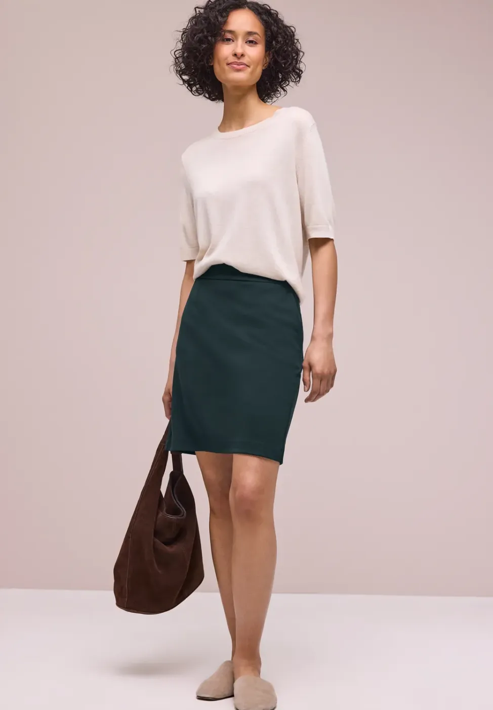 Knielange rok met paperbag tailleband