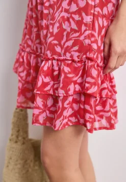 Knielange chiffonrok met volants