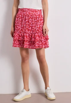 Knielange chiffonrok met volants