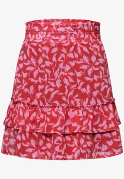 Knielange chiffonrok met volants