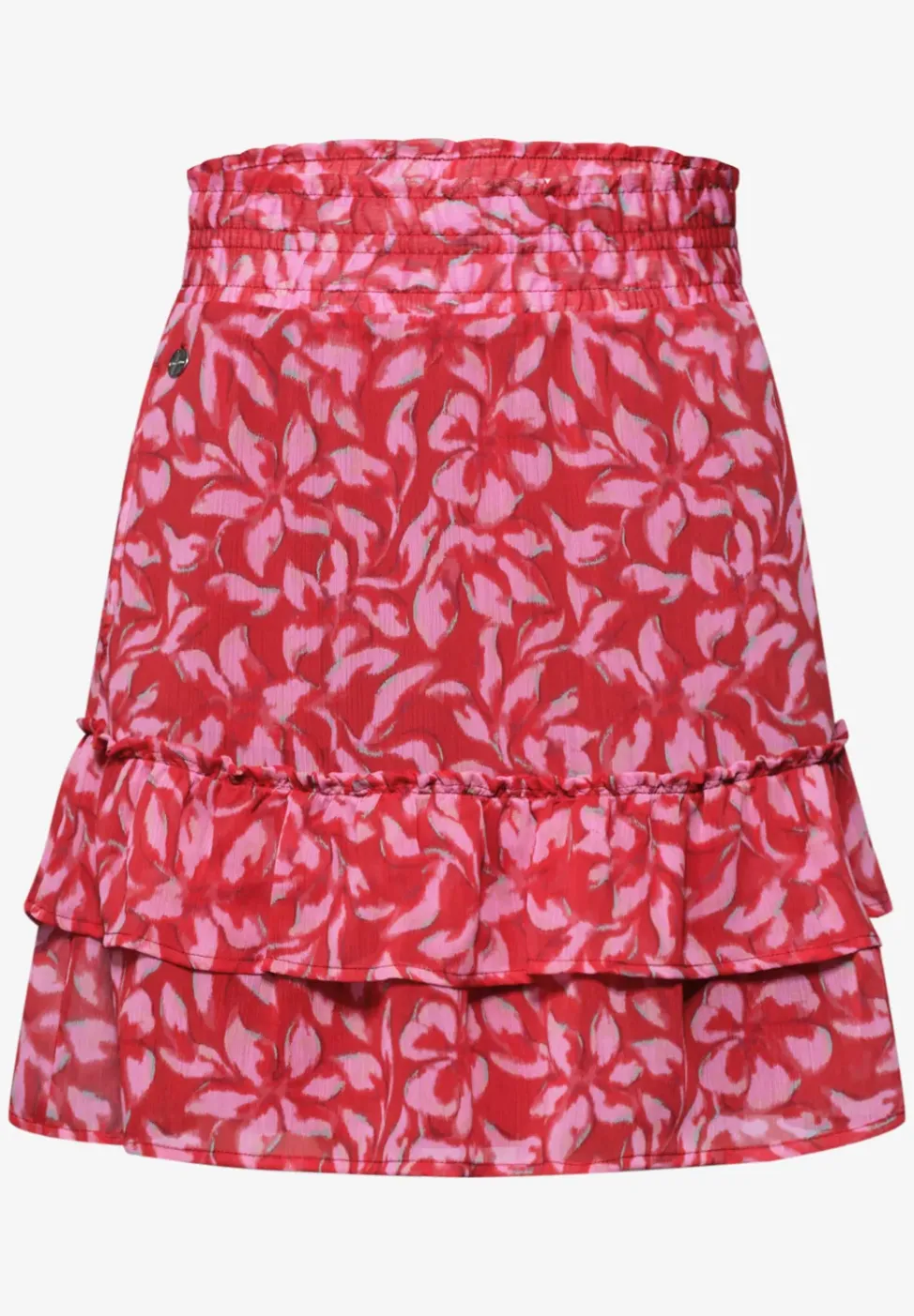Knielange chiffonrok met volants