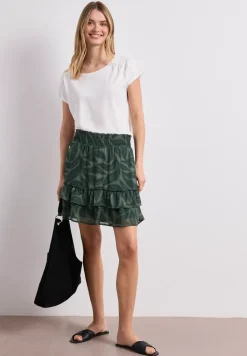 Knielange chiffonrok met volants