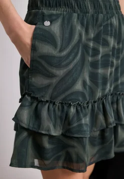 Knielange chiffonrok met volants