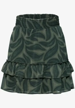 Knielange chiffonrok met volants