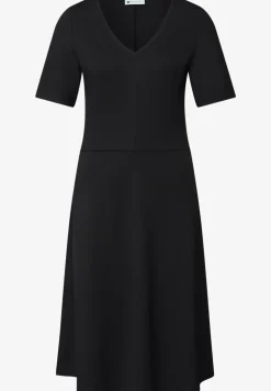 Knielange jersey jurk met korte mouwen
