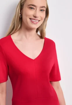 Knielange jersey jurk met korte mouwen