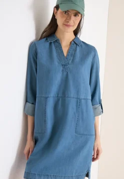 Knielange jurk in denimlook