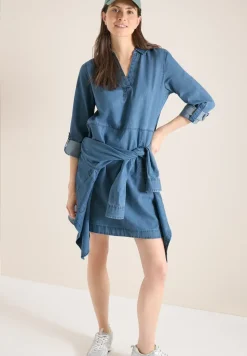 Knielange jurk in denimlook