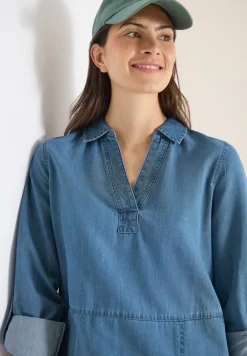 Knielange jurk in denimlook