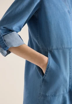 Knielange jurk in denimlook