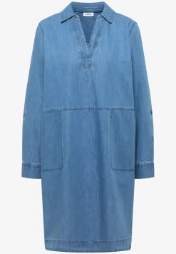 Knielange jurk in denimlook