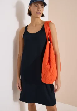 Knielange jurk met knoopdetail
