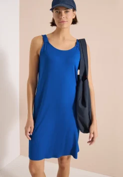 Knielange jurk met knoopdetail