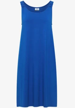 Knielange jurk met knoopdetail