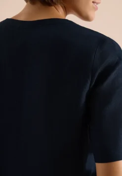 Knielange jurk van linnenmix