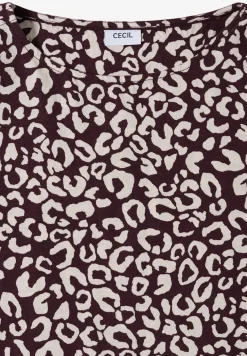 Knielange jurk van linnenmix met print