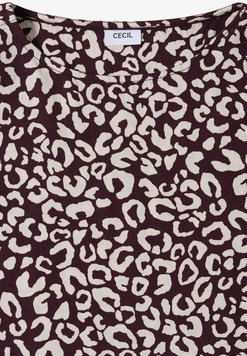 Knielange jurk van linnenmix met print