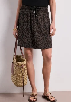 Knielange rok met elastische tailleband