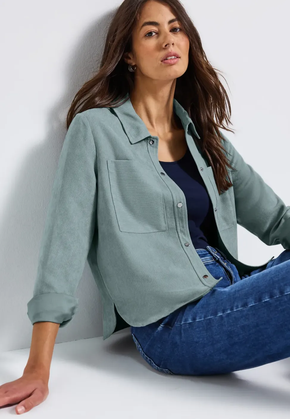 Kort mini corduroy overhemd
