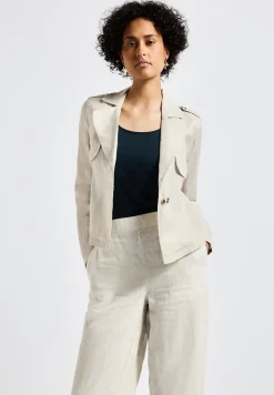 Korte linnen trenchcoat