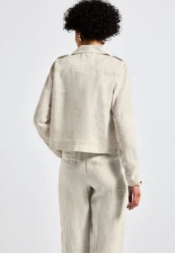 Korte linnen trenchcoat