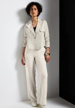 Korte linnen trenchcoat