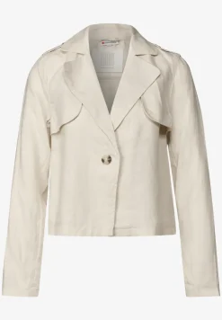 Korte linnen trenchcoat