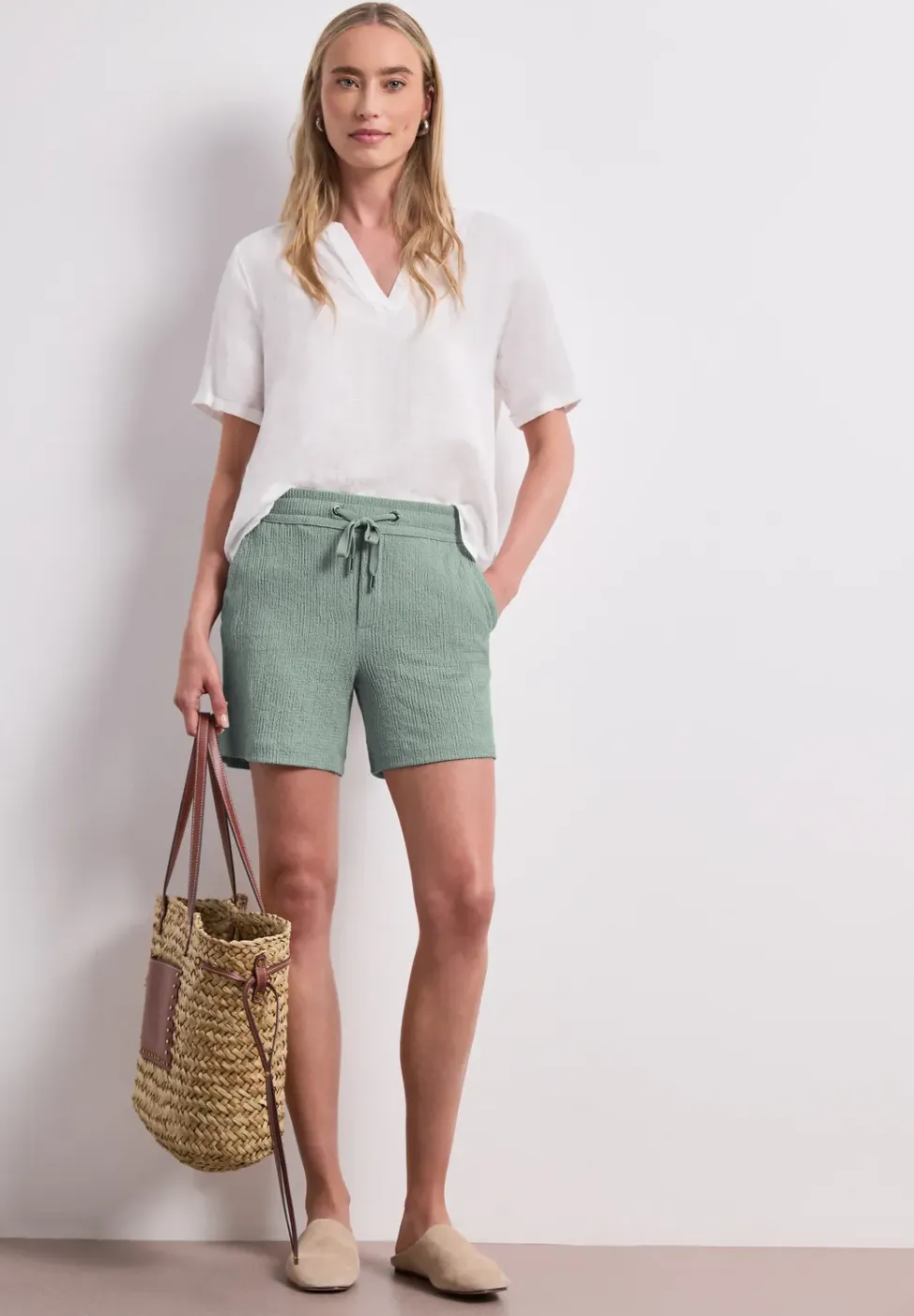 Korte broek met structuur in Loose Fit