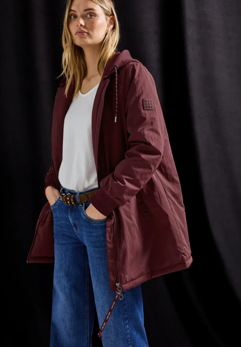 Lange blouson met capuchon