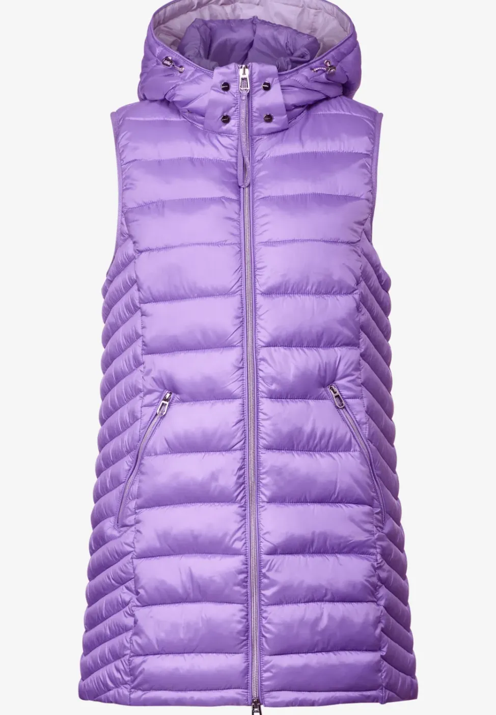 Lange bodywarmer met capuchon