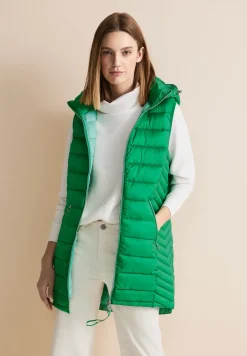 Lange bodywarmer met capuchon