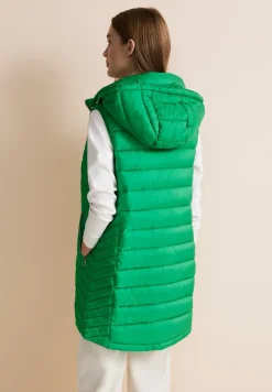 Lange bodywarmer met capuchon