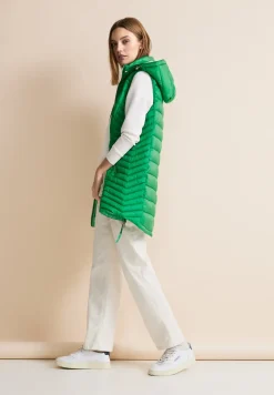 Lange bodywarmer met capuchon