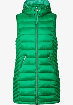Lange bodywarmer met capuchon