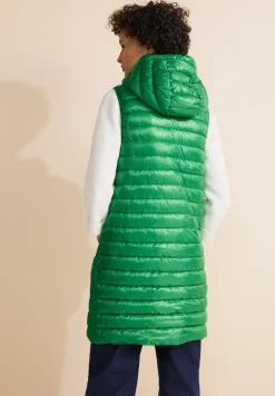Lange gewatteerde bodywarmer met capuchon