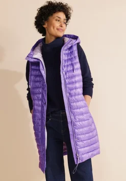 Lange gewatteerde bodywarmer met capuchon