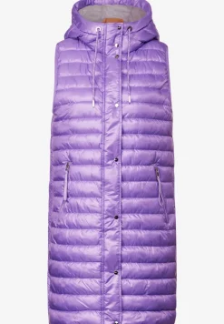 Lange gewatteerde bodywarmer met capuchon