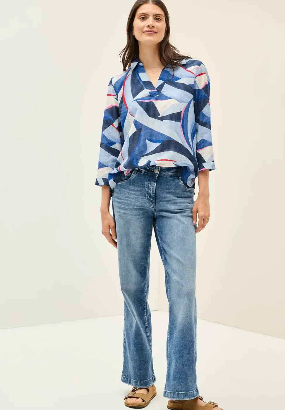 Lange overhemdblouse met print
