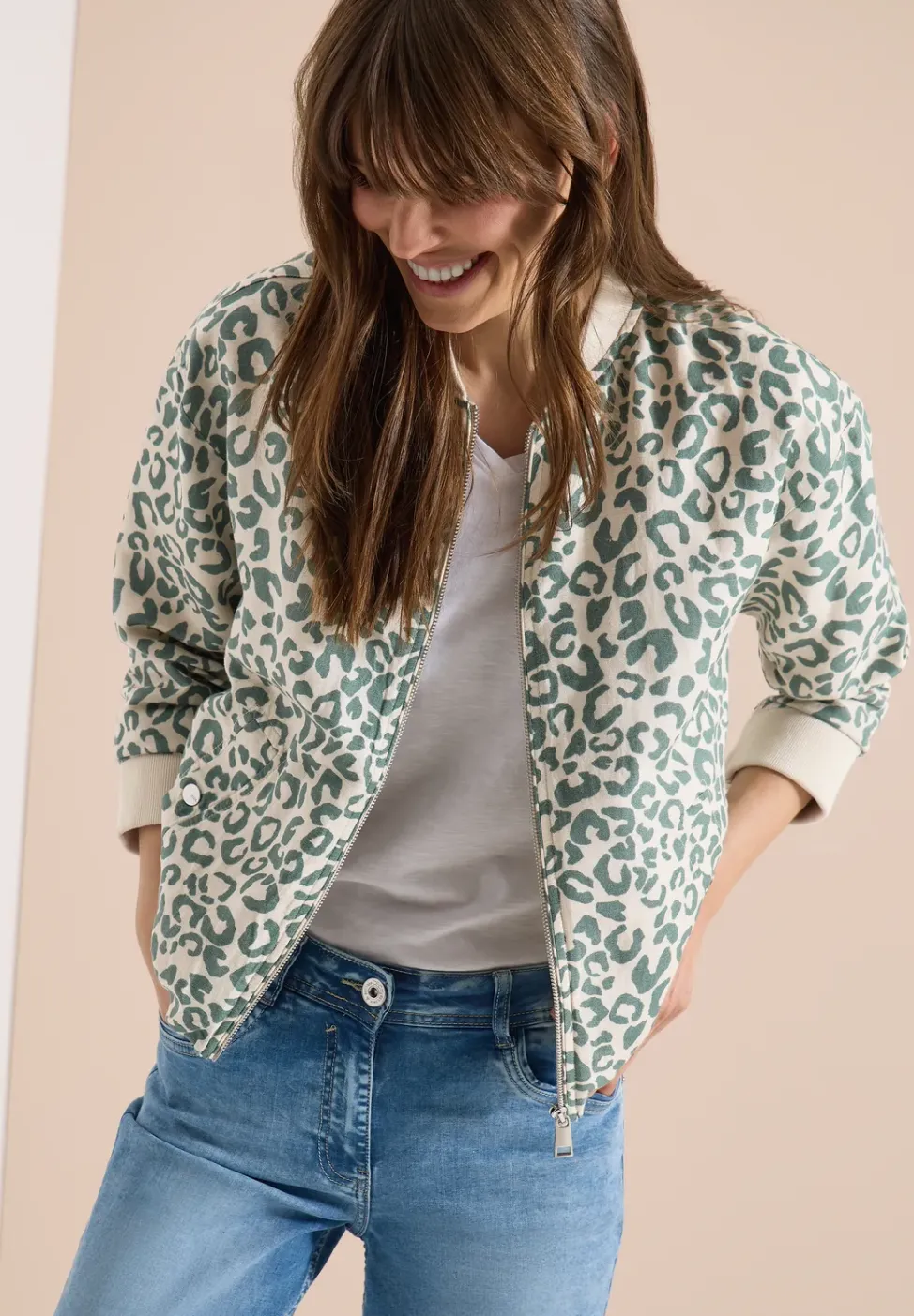 Leo-look blouson van linnenmix