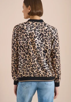 Lichtgewicht blouson met rits en leoprint