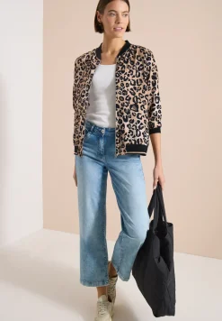Lichtgewicht blouson met rits en leoprint