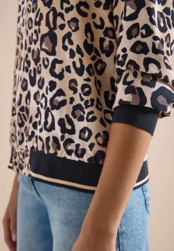 Lichtgewicht blouson met rits en leoprint