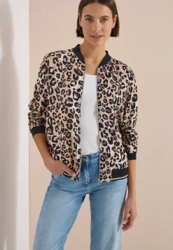 Lichtgewicht blouson met rits en leoprint
