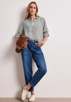 Linnen blouse met 3/4 mouwen en strepen