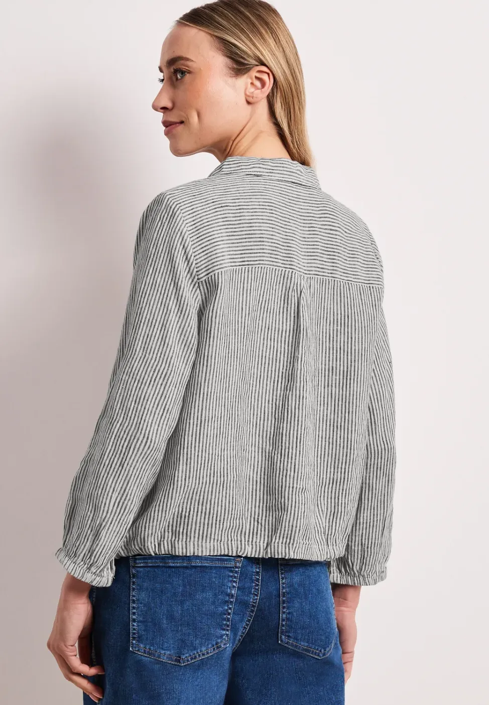 Linnen blouse met 3/4 mouwen en strepen