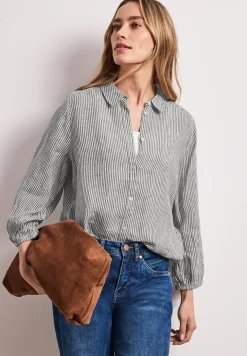 Linnen blouse met 3/4 mouwen en strepen
