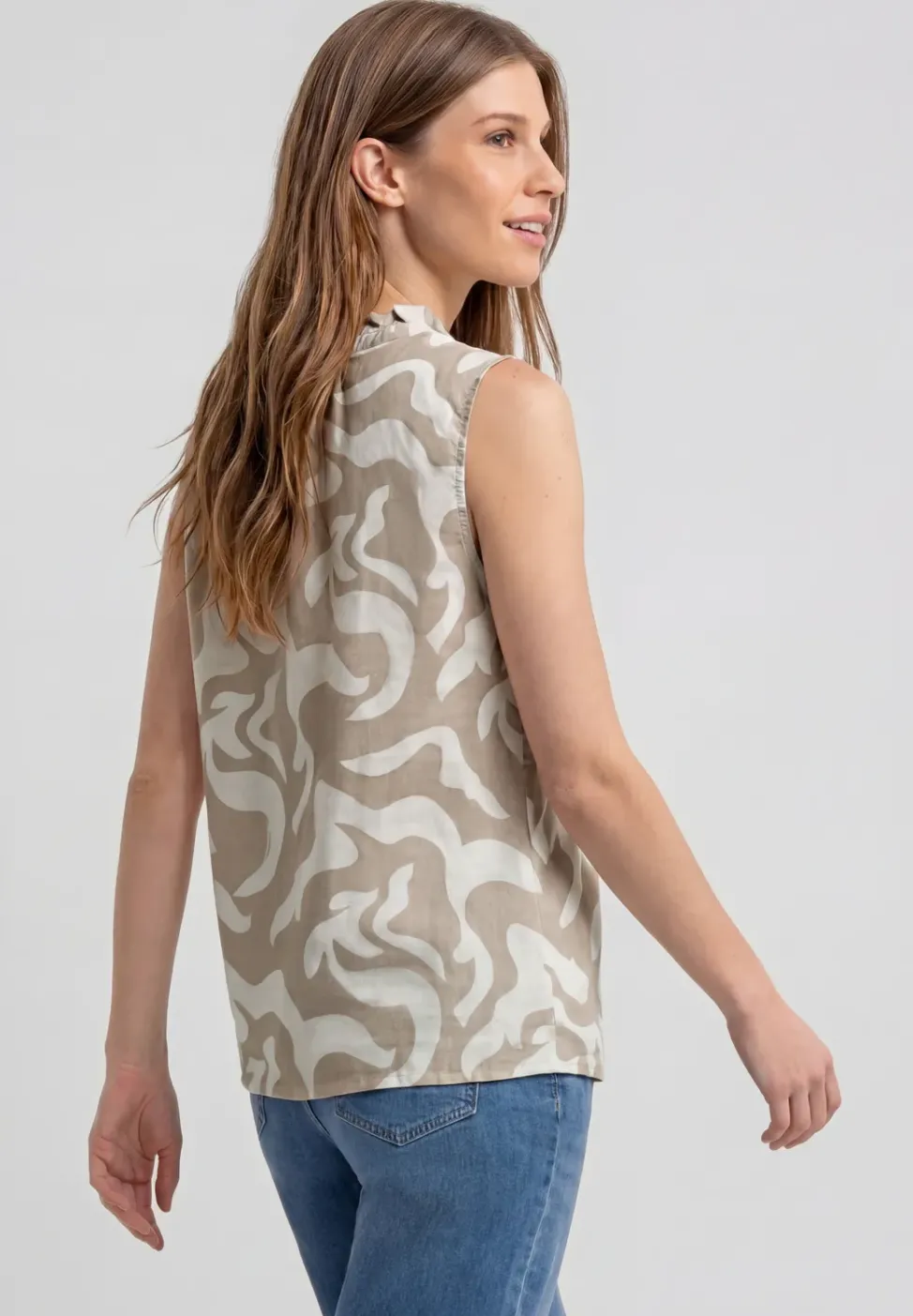 Linnen blouse met ruches